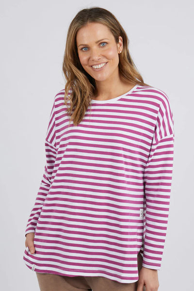 ELM - Mulberry stripe Lauren L/S top! 6-10