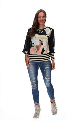AUGUSTINE "Maggie" stripe hem floral top! 12