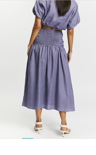AERE (BN) Ruched linen midi skirt - Bluebell! 10