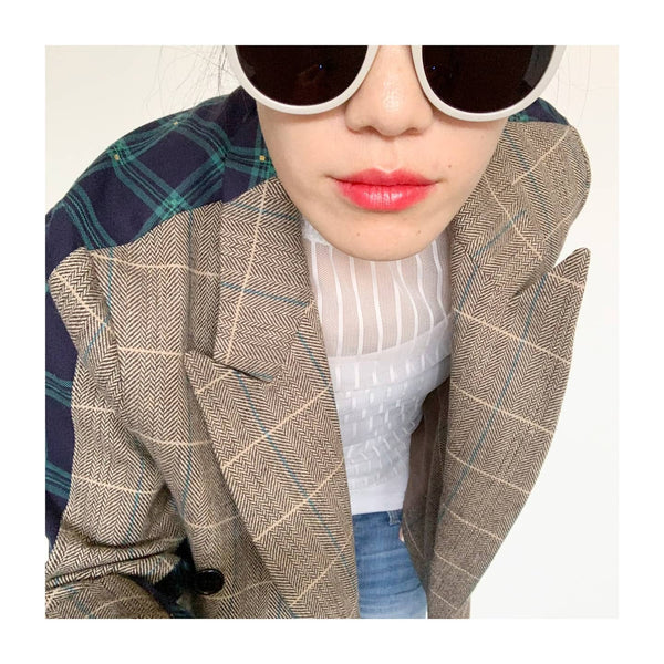 BLACKLIST - Wool blend tweed + check jacket! 14-16