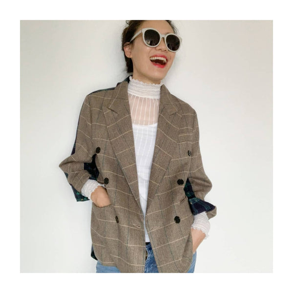 BLACKLIST - Wool blend tweed + check jacket! 14-16