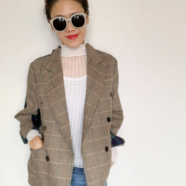 BLACKLIST - Wool blend tweed + check jacket! 14-16