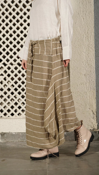 IMAGINE (LN) Linen blend balloon hem skirt - Latte stripe! 14-16