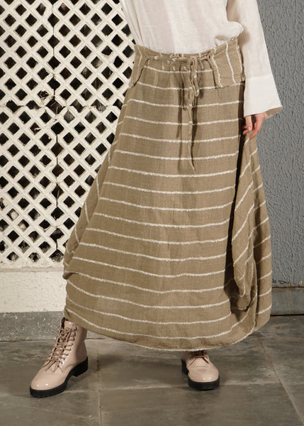 IMAGINE (LN) Linen blend balloon hem skirt - Latte stripe! 14-16