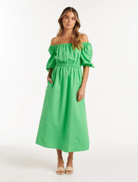 FOREVER NEW - Linen spring green midi dress! 10
