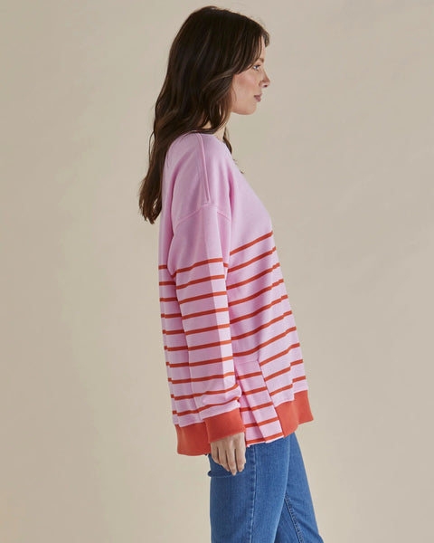 BETTY BASICS (LN) Easy crew sweat - Pink/orange ! 10-12