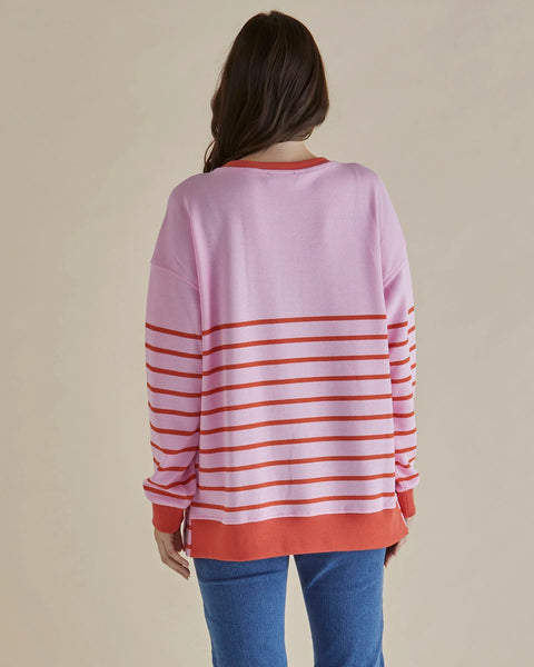 BETTY BASICS (LN) Easy crew sweat - Pink/orange ! 10-12