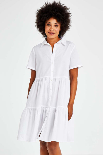 BETTY BASICS - Tiered cotton shirt dress! 16