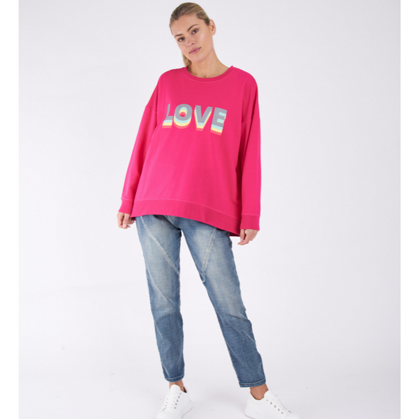 BETTY BASICS (LN) "Love" print sweat - Cerise! 12-14