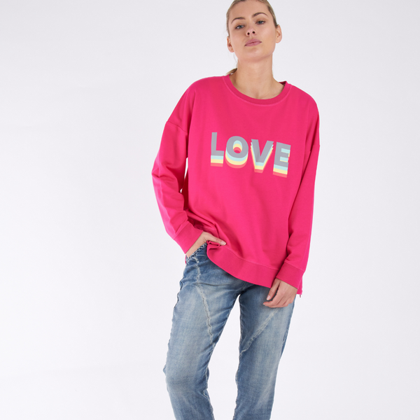 BETTY BASICS (LN) "Love" print sweat - Cerise! 12-14