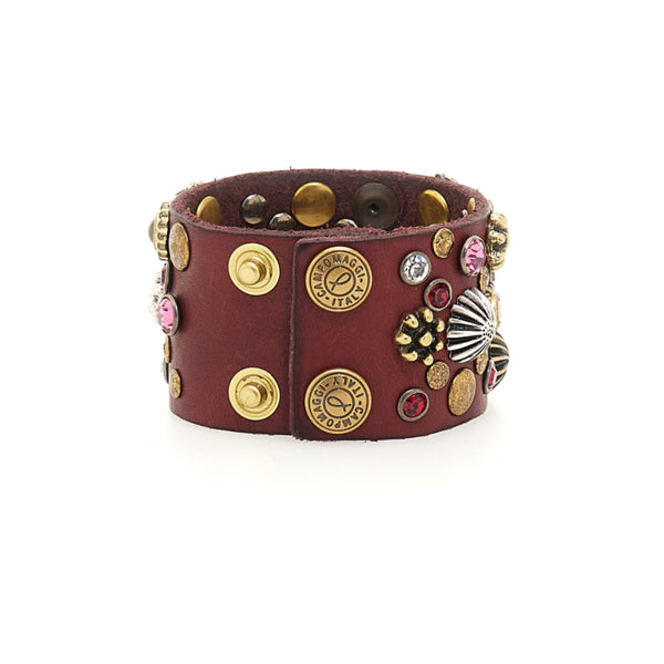 CAMPOMAGGI "Afrodite" leather studded + rhinestone bracelet!