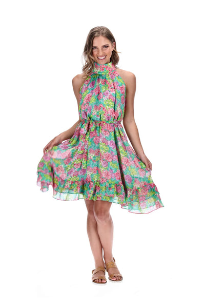 CHARLO (BN) Green floral halter neck "Shore" dress! 12