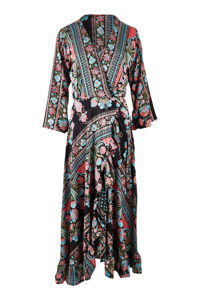 CIENNA - Paisley floral silk blend wrap dress! 16
