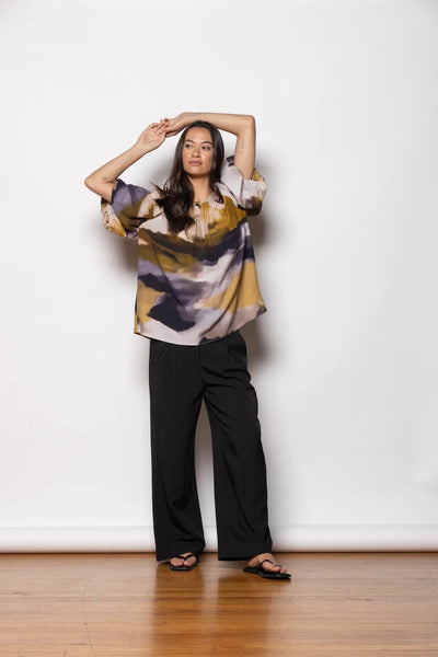 DRESSED (NZ) Water colour Horizon print Primrose top! 20