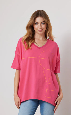 DUO (LN) "LOVE" print pink Quinn tee! 14