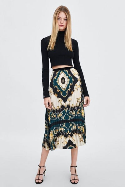 ZARA - Scarf print pleated midi skirt! 10