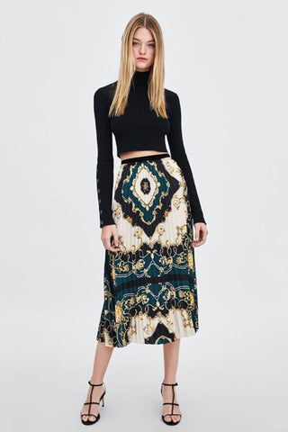 ZARA - Scarf print pleated midi skirt! 10