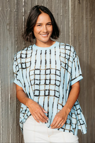 ET ALIA (LN) Brea viscose silky top - Skyline plaid! 14