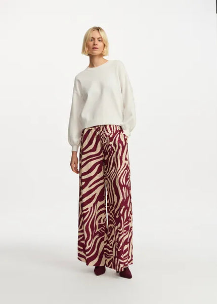 BA&SH (LN) Zebra wide leg pant - Burgandy/ecru! 10-12