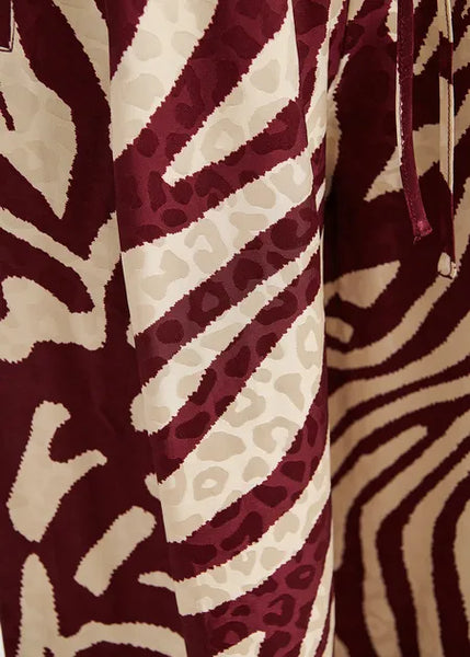 BA&SH (LN) Zebra wide leg pant - Burgandy/ecru! 10-12