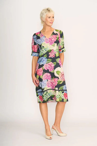 FOIL (LN) Trim time hydrangea print linen dress! 16