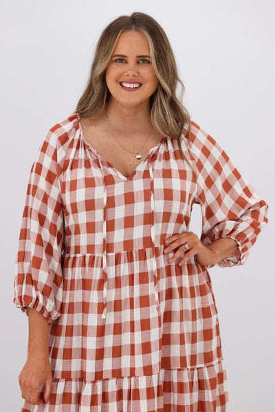 FRIA (LN) Gingham Sammy midi dress! 8-10