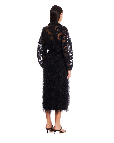 GANNI - Brocade coat/dress with feathers! 8-10