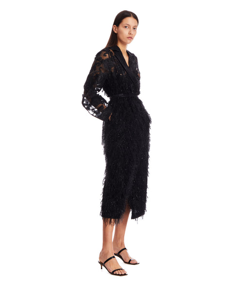 GANNI - Brocade coat/dress with feathers! 8-10