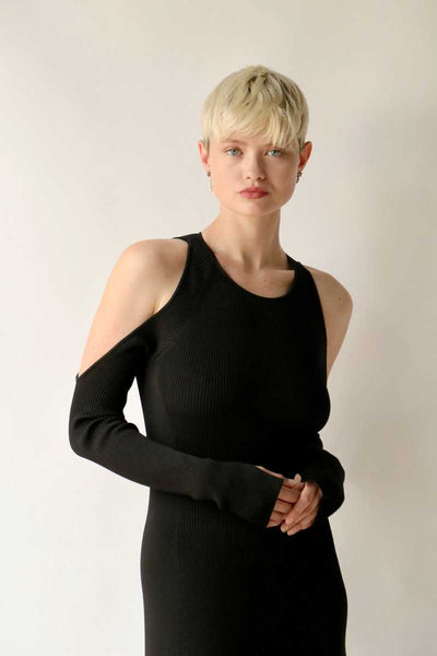 GANNI (LN) Melange open back rib knit dress! 10