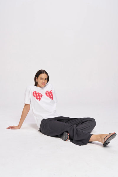 MAKU (LN) Gingham hearts oversized tee! 14