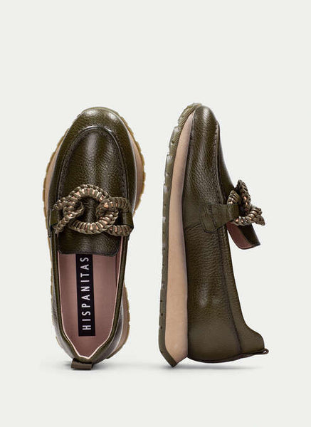 HISPANITAS (LN) Kansas leather loafer - Army! 40