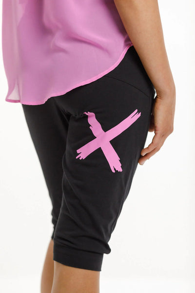 HOME-LEE - 3/4 apartment pants - Black/Lollipop pink! 10