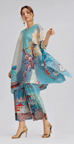 RICH RADI Q'S (LN) "Artistic Print" pleat pant! 8-12