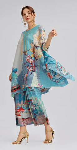 RICH RADI Q'S (LN) "Artistic Print" pleat pant! 8-12
