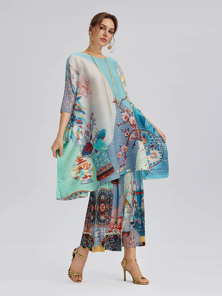 RICH RADI Q'S (LN) "Artistic Print" pleat pant! 8-12