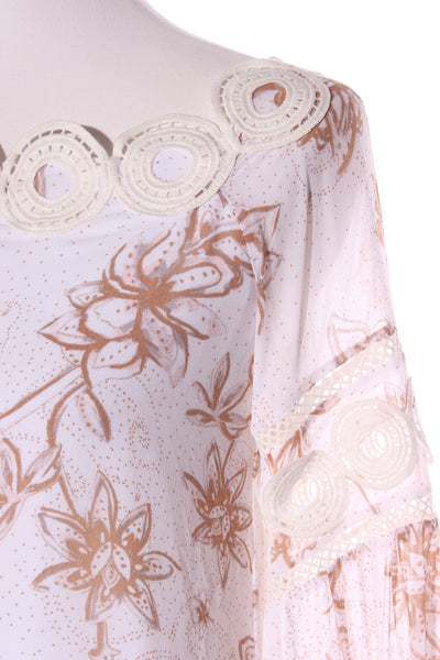 SEED - Brown floral lace detail top! 8-10