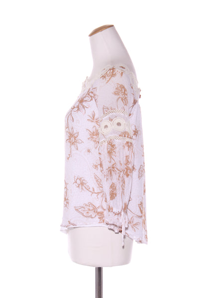 SEED - Brown floral lace detail top! 8-10