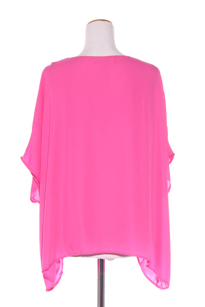 HALO & HAZARD - V neck pink gathered front top! 16