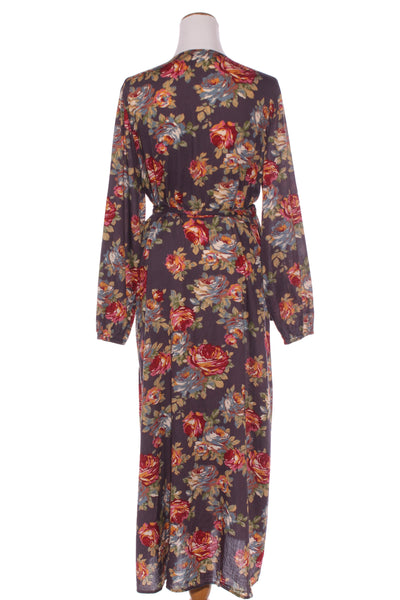 TUESDAY - Purple floral wrap cotton midi dress! 12