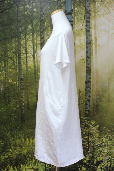 Made in Italy - White linen + rib panel dress! 14