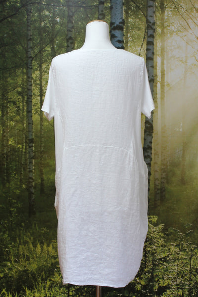 Made in Italy - White linen + rib panel dress! 14