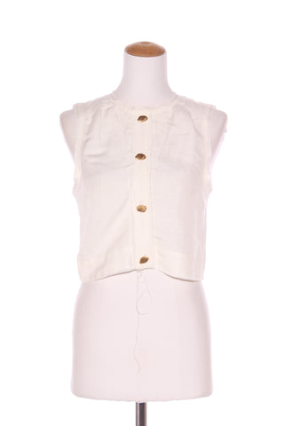 AJE - Linen blend gold button crop vest! 8