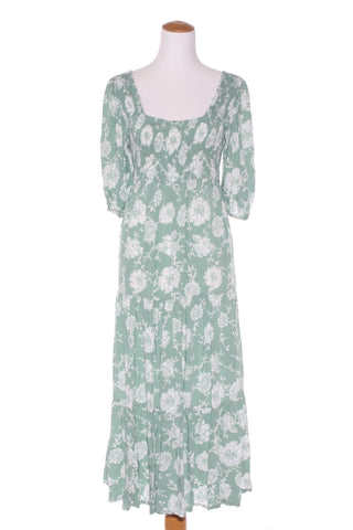 GO GIRL - Puff sleeve shirred floral midi dress! 12-14