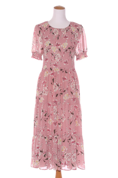 LEONI - S/S shirred Phoenix dress - Pink floral! 14