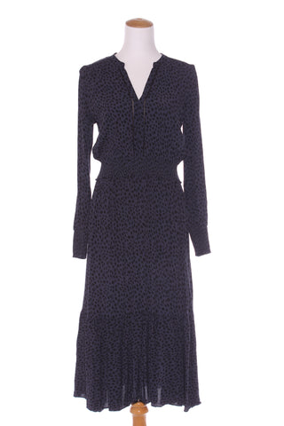 OLIVER BLACK - Navy animal print shirred waist dress! 10-12