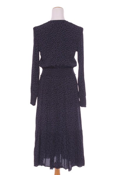 OLIVER BLACK - Navy animal print shirred waist dress! 10-12