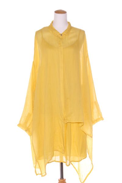 BANANA BLUE (AU) Yellow asymmetric gauze linen shirt! 12-18