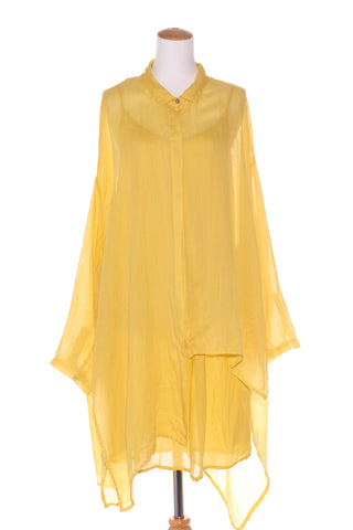 BANANA BLUE (AU) Yellow asymmetric gauze linen shirt! 12-18