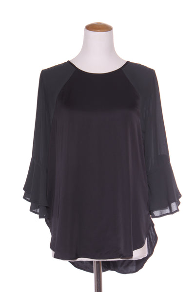 BLAK LUXE (NZ) Satin panel flute sleeve blouse! 12