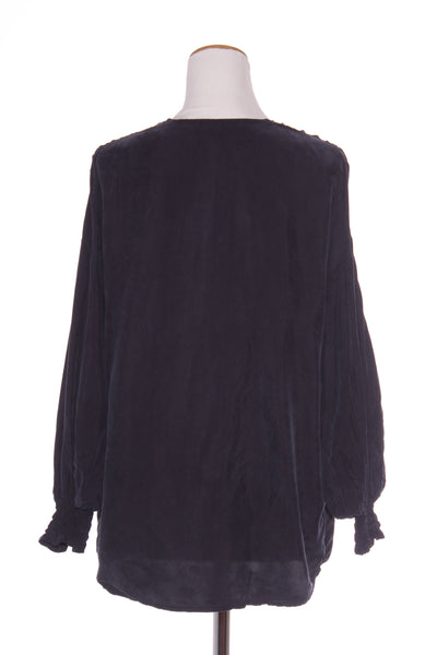 KINNEY - Cotton sheen shirred blouse - Navy! 8-12